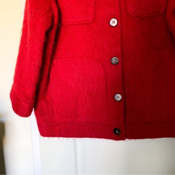 Sezane Jacket Alda Wool Mohair Alpaca Shacket Fuzzy Winter Fall Red 42 GUC - Picture 3 of 11
